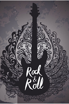 rock n roll gitar müzik retro ahşap poster