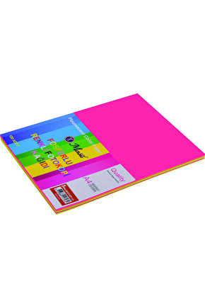 Fosforlu A4 Fotokopi Kağıdı 100 Lü Karşık 5 Renk