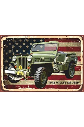 Madein Usa Jeep Retro Ahşap Poster