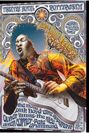 Jimi Hendrix Retro Ahşap Poster