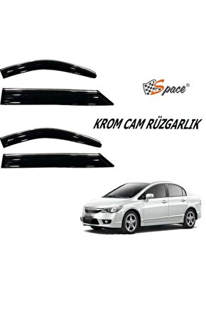 Honda Civic Fd6 Uyumlu Cam Rüzgarlığı Kromlu 2006  2012