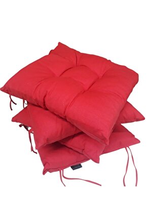 Pofidik Kare Sandalye Minderi 4 Lü Kırmızı 40 X 40