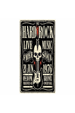 hard rock müzik elektro gitar kuru kafa ev dekorasyon tablo mini retro ahşap poster