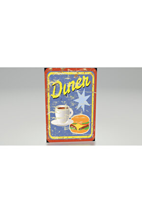 diner amerikan route 66 kahve hamburger nostaljik cafe bar mutfak dekor retro ahşap poster