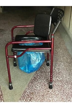 Deri Döşemeli Hasta Tuvaleti Klozeti Sandalyesi Kamp Seyyar Tuvalet Taşınabilir Tuvalet