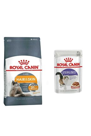 Neo Pet Market Hair Skin Hassas Tüylü Kedi Maması 2 Kg +kısır Pouch Yaş Mama 85 Gr.