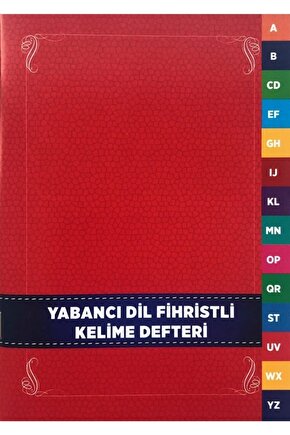 Karatay Yabancı Dil Kelime Defteri Fihristli Karton Kapak 96 Syf