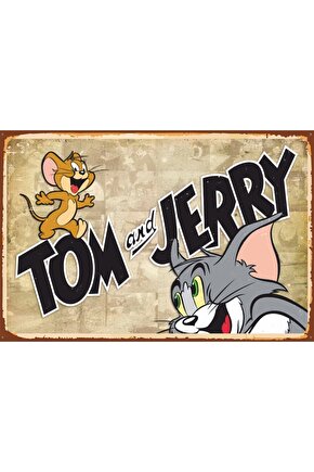 Tom And Jerry Çizgi Film Retro Ahşap Poster