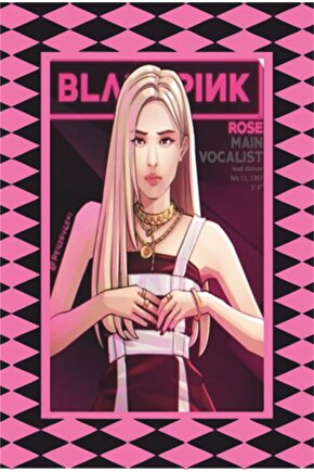 K-pop Black Pink Çerçeve Görünümlü Retro Ahşap Poster-3