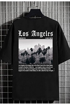 Unisex Oversize Los Angeles Baskılı Bol Kalıp Tshirt