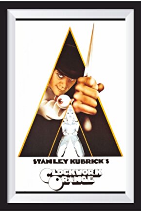 Otomatik Portakal Kubrick Sinema Afişi Çerçeve Görünümlü Retro Ahşap Poster