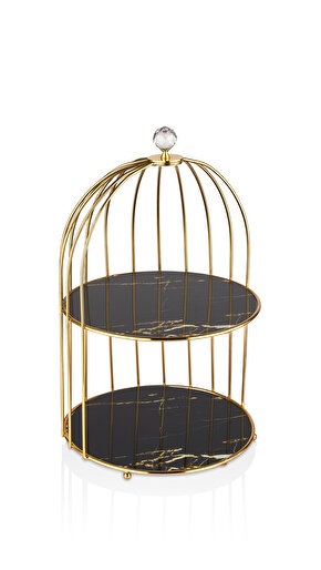 KAFES SUNUMLUK İKİ KATLI 40 CM-GOLD KAPLAMA Nİ21KFS002