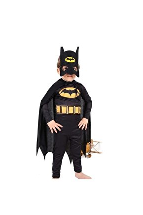 Erkek Siyah Batman Çocuk Kostümü Maskedahil