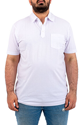 Büyük Beden Aralığı Polo Yaka Beyaz Erkek T-shirt