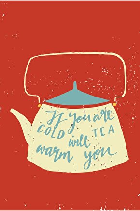 Pastel Tonda Renkli Çaydanlık Retro Ahşap Poster