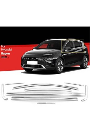 Hyundai Bayon Cam Çerçevesi Kenar Çıtası Krom Tamtur