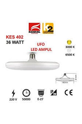 36w E27 Duylu Ledli Ufo Ampul- Kes402 Beyaz