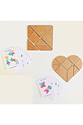 Kare Tangram Ve Kalp Tangram Akıl Zeka Mantık Matematik Beceri Eğlenceli Öğretici Oyunu
