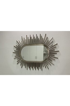 Piyano Model Duvar Aynası Gümüş Elips Ayna Lüx
