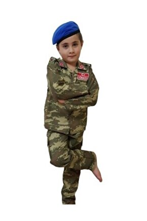 Çocuk Asker Komando Kıyafeti Kamuflaj Nano Takım
