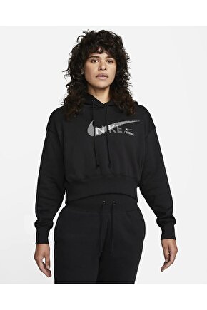 Sportswear Swoosh Fleece Kadın Kapüşonlu Siyah Sweatshirt DR5613 010