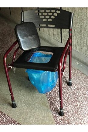 Deri Döşemeli Hasta Tuvaleti Klozeti Sandalyesi Seyyar Tuvalet Kamp Tuvaleti Taşınabilir Tuvalet