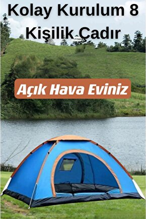 8 Kişilik Renkli Kolay Kurulum Kamp Çadırı Dayanıklı Dış Mekan Outdoor 200x300x170