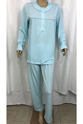 Uzunkol Patlı Pijama-14300-turkuaz