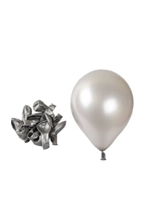 Metalik 12inç Gümüş Balon 10 Adet