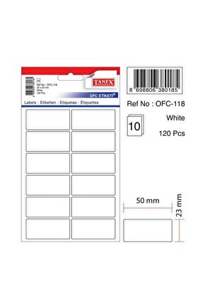 Ofc-118 Çıkartma Etiket 50x23 Mm (Beyaz 120 Li - Renkliler 60 Lı Paket)