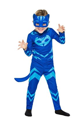 Mavi Pijamaskeliler Kedi Çocuk Kostümü 3-10 Yaş