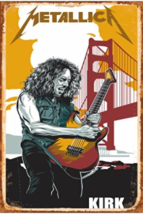 Metallica Gitar Kırk Retro Ahşap Poster