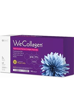 WeCollagen® 90 Tablet - 3000mg Kolajen Tip 1-2-3 Arı Sütü Biotin %100 Saf Ve Doğal Diyet Takviyesi