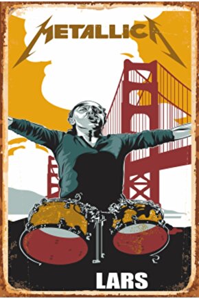 Metallica Bateris Bars Retro Ahşap Poster