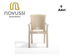 Novussi Roma Rattan 6 Adet Bahçe Plaj Balkon Sandalye Takımı