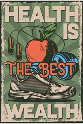 Health Is The Best Wealth Retro Ahşap Poster