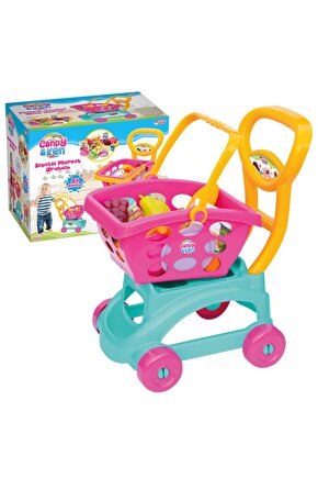 Candy & Ken Sepetli Market Arabası Çocuk Oyuncak Alışveriş Arabası-3032