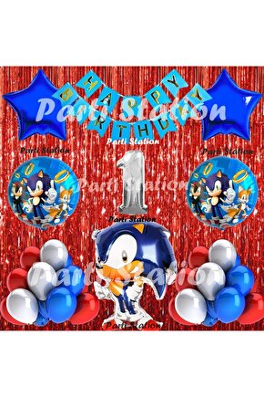 Tilki Sonic Balon Set 1 Yaş Tilki Sonic Konsept Doğum Günü Parti Gümüş Renk Rakam Balon Set