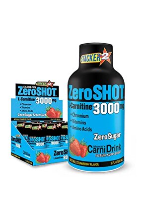 Zeroshot 60 ml 3000 Mg L-carnitine 12 Adet - Çilek Aroma -