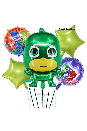 PjMasks Kertenkele Çocuk Konsept Doğum Günü Balon Set Pijamaskeliler Kertenkele Çocuk Tema Balon Set