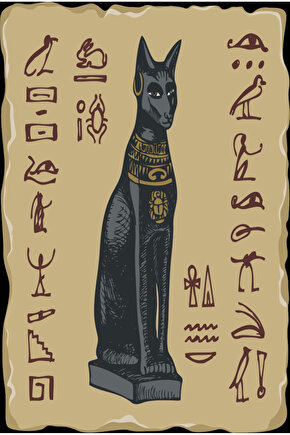 sifenks antik mısır tanrıları ikonları retro ahşap poster