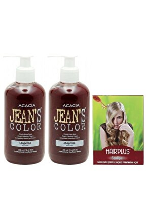 Jeans Color Saç Boyası Magenta 250 ml 2 Adet + Hairplus Saç Açıcı