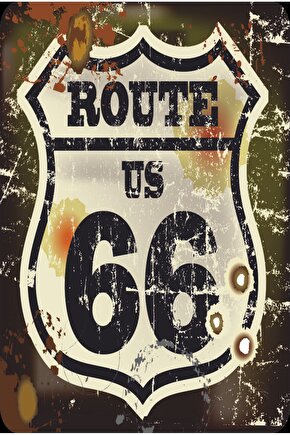 klasik araba motor garaj route 66 tabelası eskitilmiş nostaljik retro ahşap poster