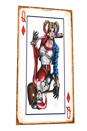 Harley Quinn Oyun Kağıdı Mini Retro Ahşap Poster