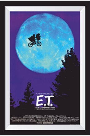 E.t Sinema Afişi Çerçeve Görünümlü Retro Ahşap Poster