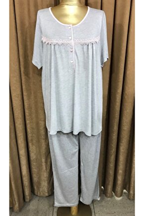 Kadın Kısakollu Pijama Takımı-9207-gri