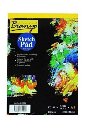 Sketch Pad Eskiz Defteri Siyah A5 25 Yaprak 140 Gr