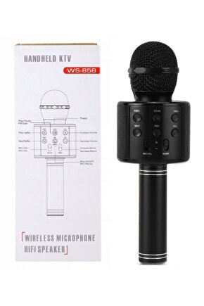 Ktv Ws-858 Karaoke Mikrofon Bluetooth Hoparlör Ses Değiştirme Özellikli Siyah