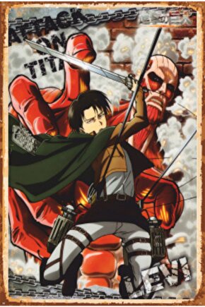 Attack On Titan Levi Anime Retro Ahşap Poster 741