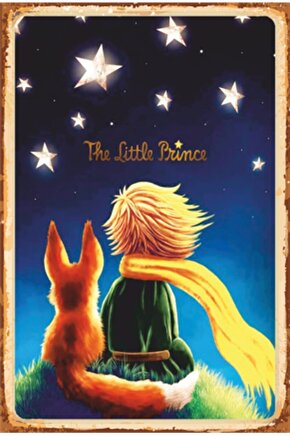 Küçük Prens Yıldızlar Retro Ahşap Poster